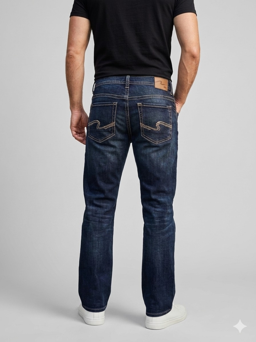 Silver Jeans Co.  Men’s Dark Blue Relaxed Straight Jeans Denim Stretch SZ 36